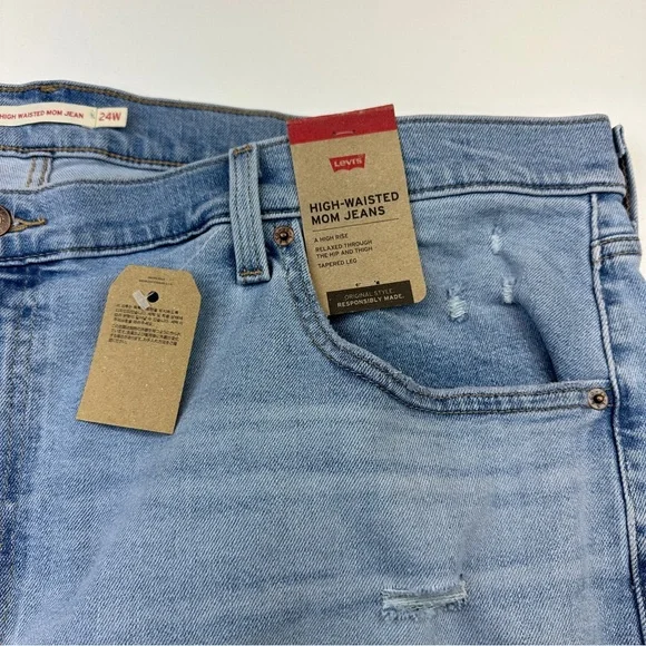 Levi’s High Waisted Distressed Mom Jeans Size 24W plus NWT - Picture 6 of 16
